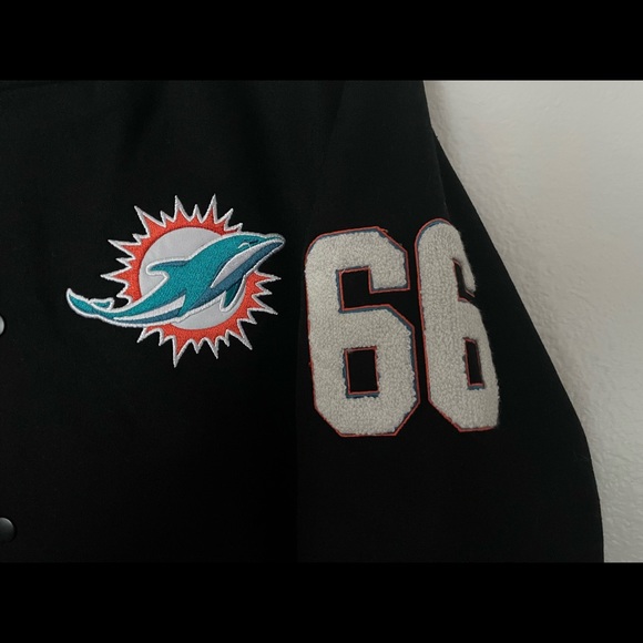 Miami Dolphins NFL Ultra Game Stitched Letterman Bomber Jacket - Picture 5 of 10